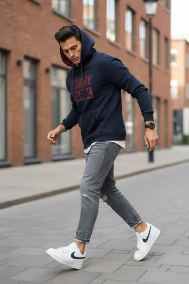 Hanorac barbati slim fit, bleumarin, vatuit S110 90-2.3