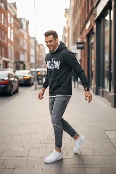 Hanorac barbati slim fit, gri, vatuit S110 97-1.3