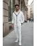 Trening barbati slim fit alb, Pantaloni + Hanorac 1209