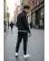 Trening barbati slim fit negru, Pantaloni + Hanorac 1209