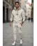 Trening barbati slim fit bej, Pantaloni + Hanorac 5025 108-3