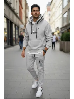 Trening barbati slim fit gri, Pantaloni + Hanorac 5025 102-2