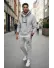 Trening barbati slim fit gri, Pantaloni + Hanorac 5025 102-2