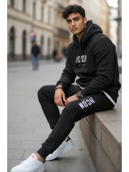 Trening barbati slim fit negru, Pantaloni + Hanorac 5025 108-2