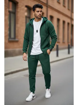 Trening barbati slim fit verde, Pantaloni + Hanorac 5031 I11-1