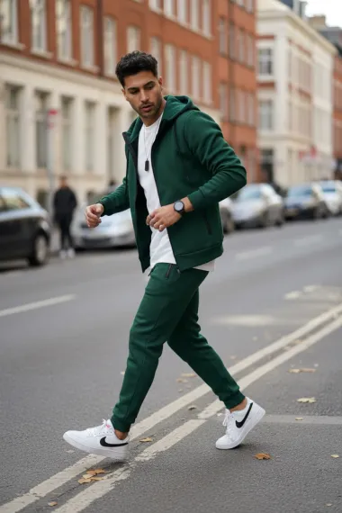 Trening barbati slim fit verde, Pantaloni + Hanorac 5031 I11-1