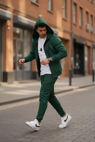 Trening barbati slim fit verde, Pantaloni + Hanorac 5031 I11-1