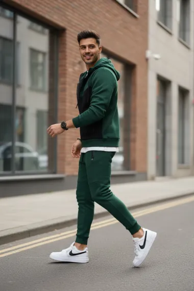 Trening barbati slim fit verde, Pantaloni + Hanorac 5032 9-4