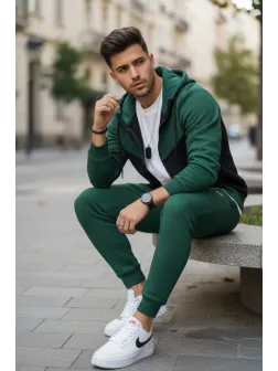 Trening barbati slim fit verde, Pantaloni + Hanorac 5032 9-4