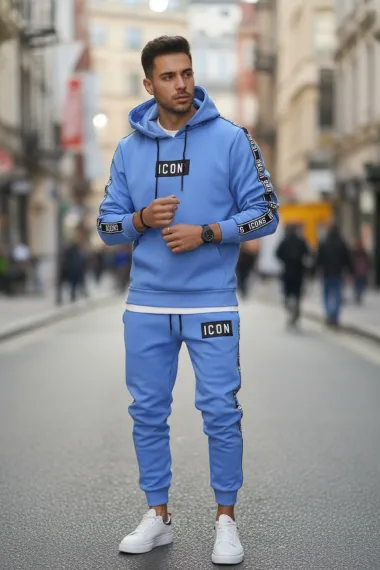 Trening barbati slim fit albastru, Pantaloni + Hanorac 5041 i11-5.3