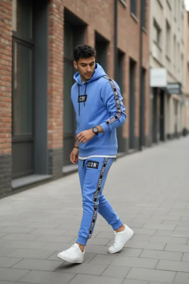 Trening barbati slim fit albastru, Pantaloni + Hanorac 5041 i11-5.3