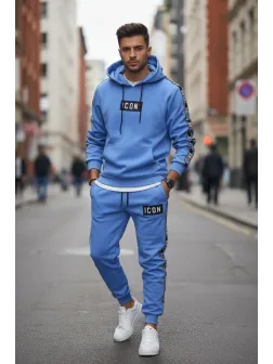 Trening barbati slim fit albastru, Pantaloni + Hanorac 5041 i11-5.3