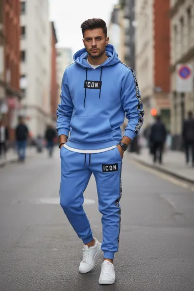 Trening barbati slim fit albastru, Pantaloni + Hanorac 5041 i11-5.3