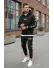 Trening barbati slim fit negru, Pantaloni + Hanorac 5041 i15-3.1