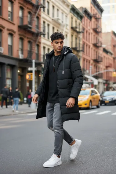 Geaca barbati de iarna neagra A72