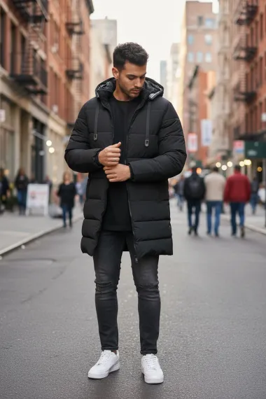 Geaca barbati de iarna neagra A72