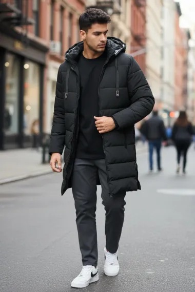 Geaca barbati de iarna neagra A72