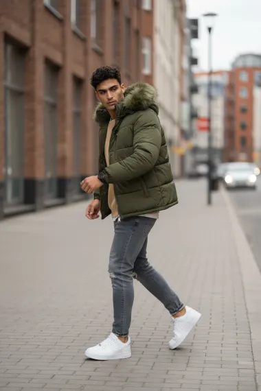 Geaca barbati groasa de iarna, kaki 2555