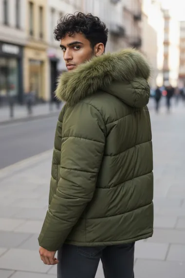 Geaca barbati groasa de iarna, kaki 2555