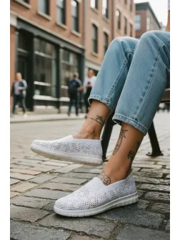 Espadrile dama casual albe CL01 T55-3