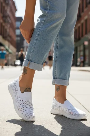 Espadrile dama casual albe CL01 T55-3