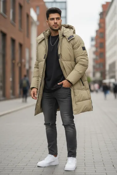 Geaca barbati groasa de iarna, bej M25