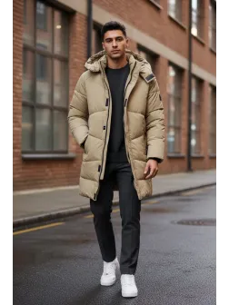 Geaca barbati groasa de iarna, bej M25