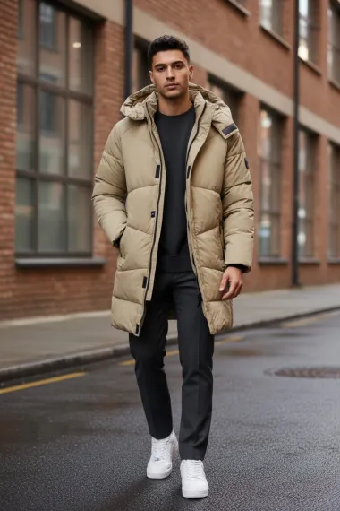 Geaca barbati groasa de iarna, bej M25