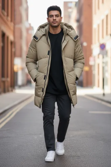 Geaca barbati groasa de iarna, bej M25