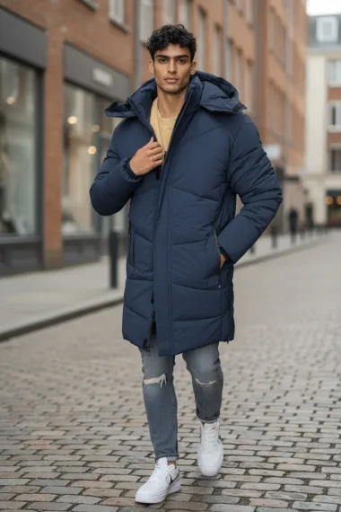 Geaca barbati groasa de iarna, bleumarin M25