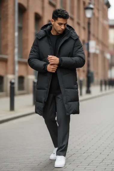 Geaca barbati groasa de iarna, neagra M25 N9-2