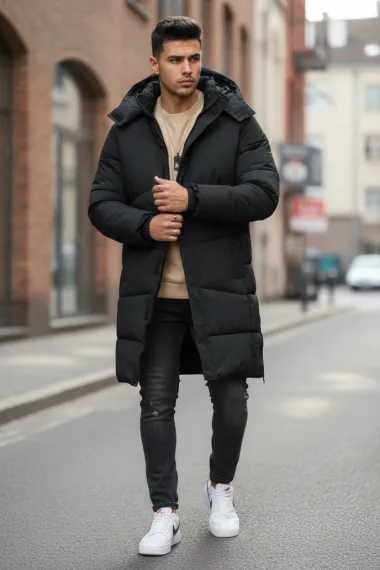 Geaca barbati groasa de iarna, neagra M25 N9-2