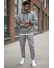 Trening barbati slim fit gri , Pantaloni + Hanorac, vatuit RM57 i18-5.3