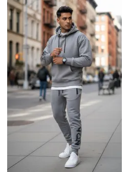 Trening barbati slim fit gri , Pantaloni + Hanorac, vatuit RM57 i18-5.3