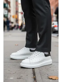 Adidasi barbati casual, albi cu negru 6626