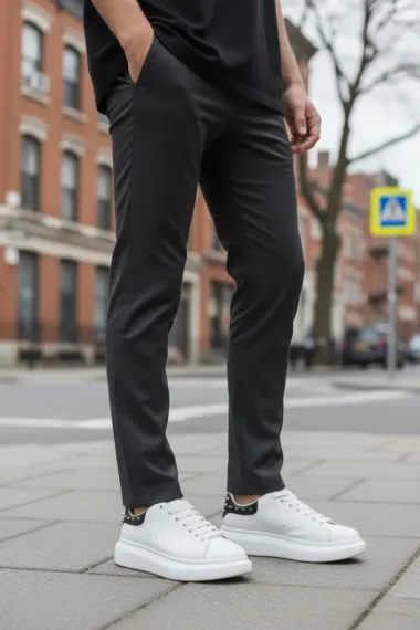 Adidasi barbati casual, albi cu negru 6626