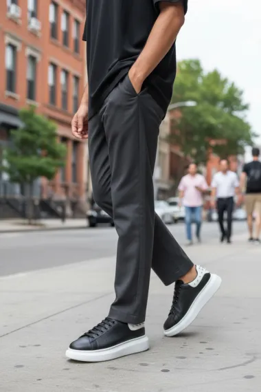 Adidasi barbati casual, negri cu alb 6626