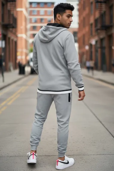 Trening barbati slim fit gri, Pantaloni + Hanorac RM09 D2-5.4