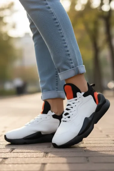 Adidasi dama albi cu negru, casual , inalti, H9