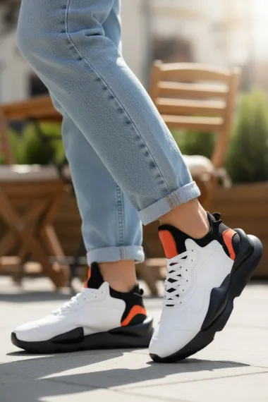 Adidasi dama albi cu negru, casual , inalti, H9