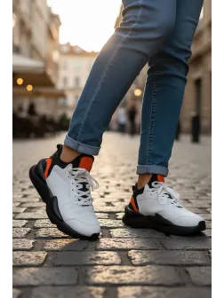 Adidasi dama albi cu negru, casual , inalti, H9