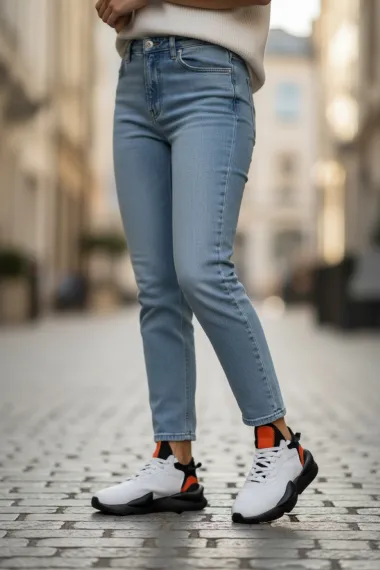 Adidasi dama albi cu negru, casual , inalti, H9