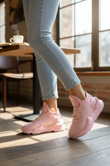 Adidasi dama roz casual , inalti, H9