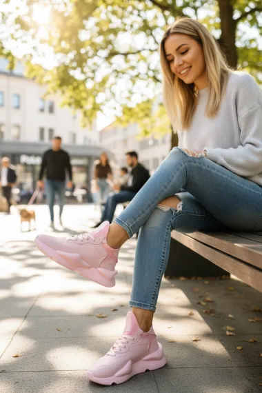 Adidasi dama roz casual , inalti, H9