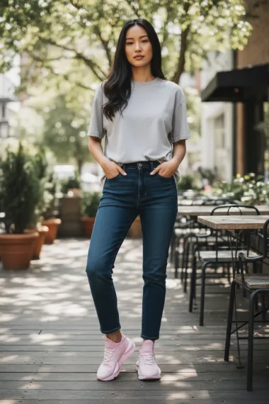 Adidasi dama roz casual , inalti, H9