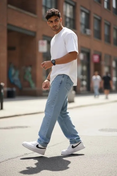 Blugi barbati baggy albastri 11081 H8-3