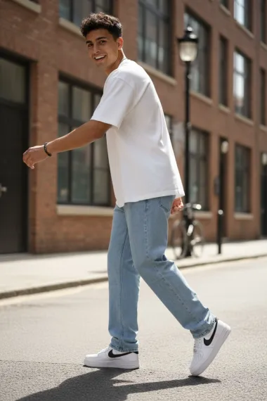 Blugi barbati baggy albastri 11081 H8-3