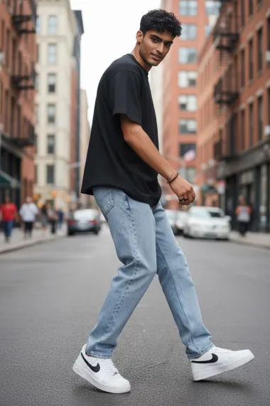 Blugi barbati baggy albastri 11081 H8-3