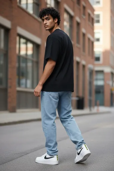 Blugi barbati baggy albastri 11081 H8-3