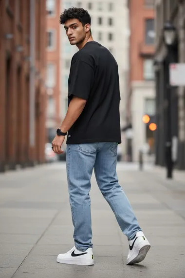 Blugi barbati baggy albastri 11082 H1-3